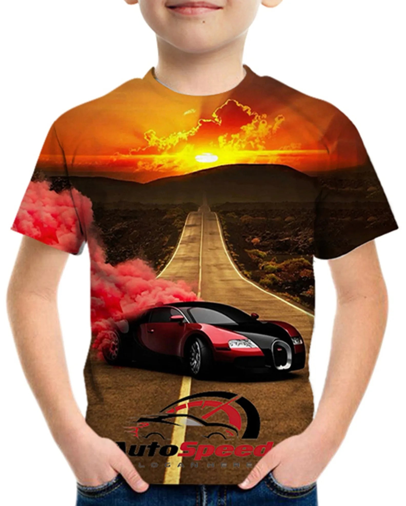 Fashion Racing Car Pattern 3d Print Boys Creative T Shirt Casual Lightweight Short Sleeve Crew Neck Tee Tops Kids Clothes Summer