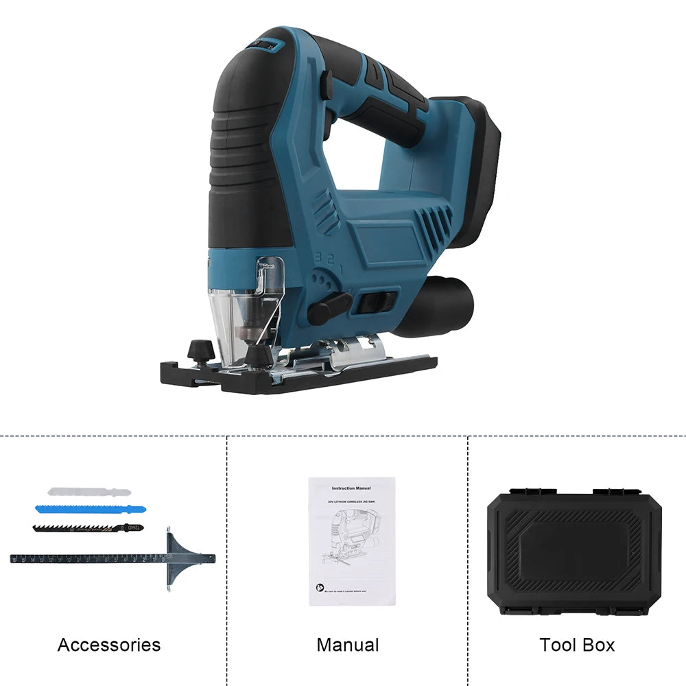 Podofo 18V 300W Cordless Jigsaw Electric Jig Saw Portable Multi-Function Woodworking Power Tool for Makita 18V Battery