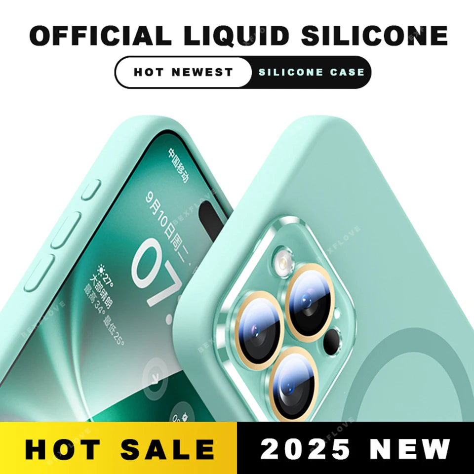 Lanyard Magnetic Phone Case For iPhone 15 14 16 Plus 11 12 13 16 Pro Max Magsafe Liquid Silicone Strap Charge Protector Cover