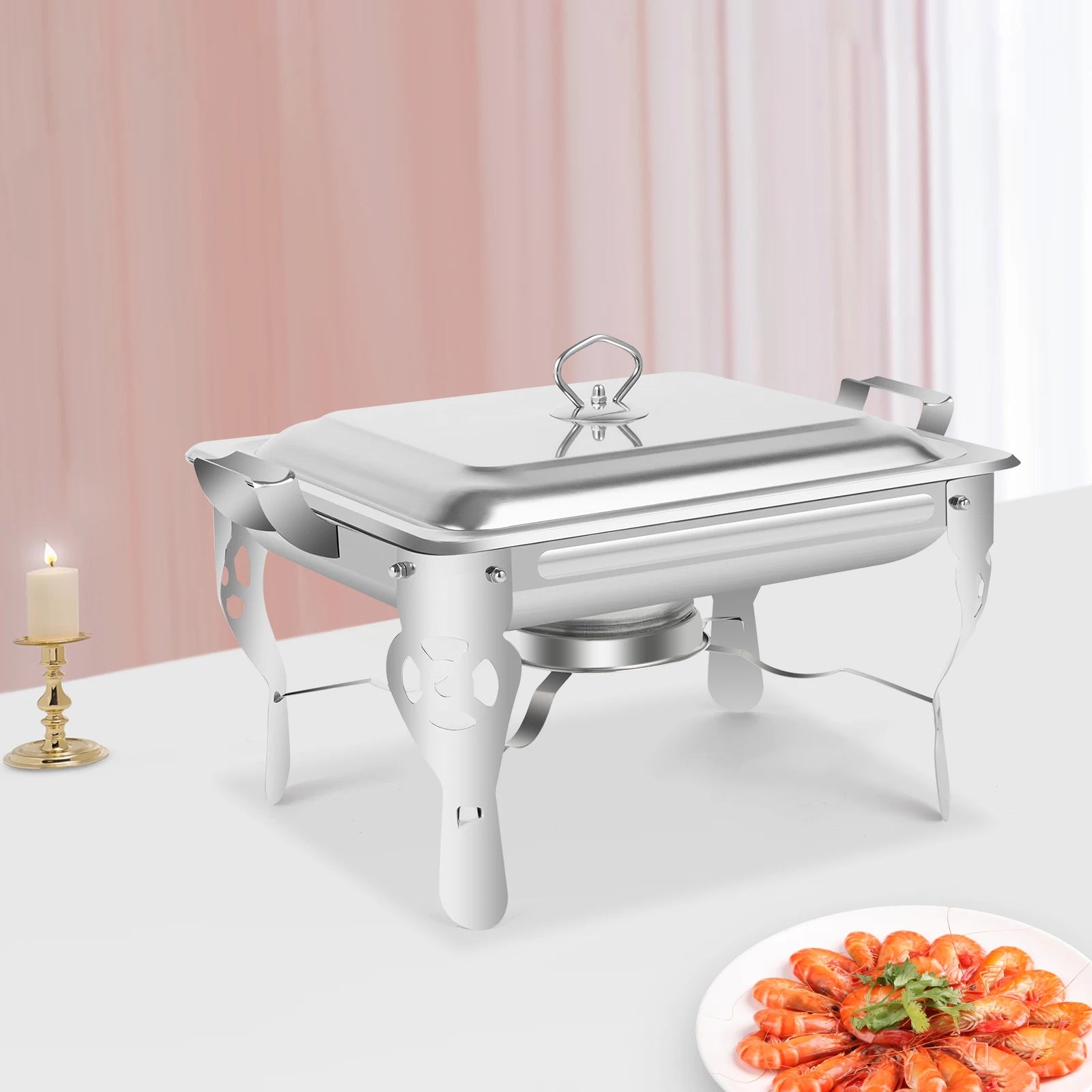 [6L Chafing Dish] 6L Stainless Steel Chafing Dish with Handle - for Banquet Catering - Heating Insulation Large Capacity