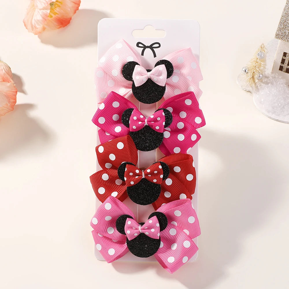 4Pcs/lot Baby Girl Lovely Polka Dot Bow Hair Clips for Hair kids Cartoon Hairpins Boutique Dress Hair Accessories Gift Set