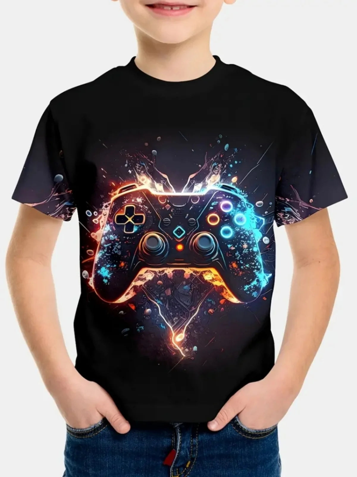 Casual Game Pattern Children's T-Shirt Boy Tops Baby Summer Short Sleeve Clothes Kids 3-12 Years Tees Novelty Children T-Shirt
