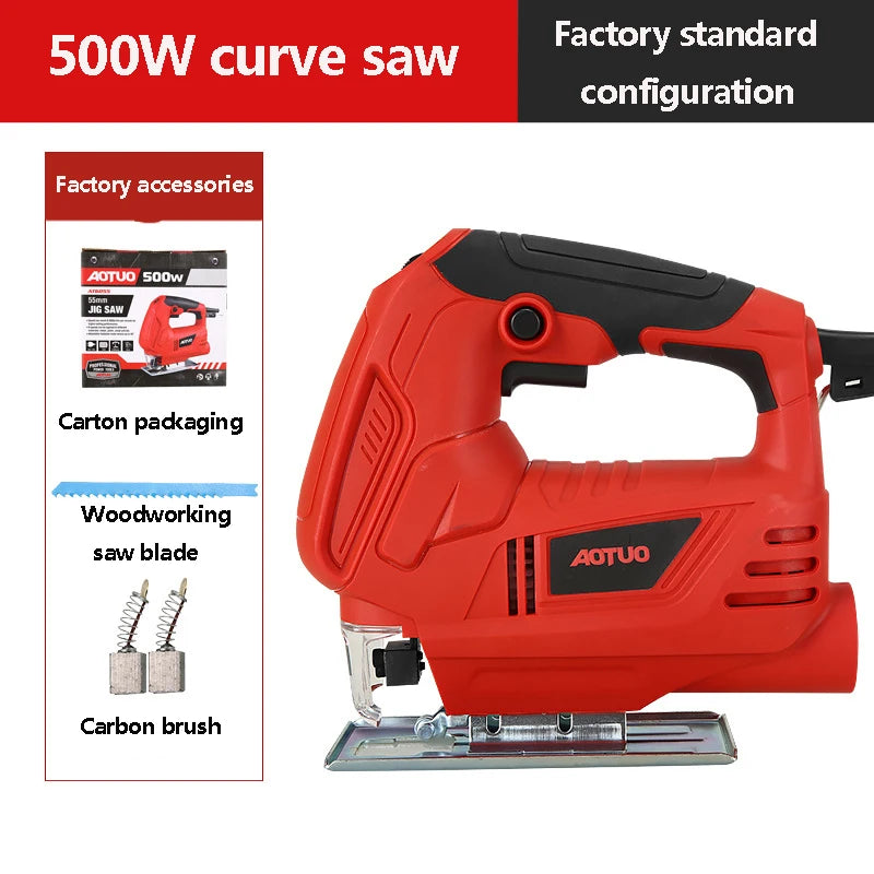 500W Jigsaw Variable Speed ​​Electric Saw 220 V for Woodworking Home DIY Power tools with Metal Base by