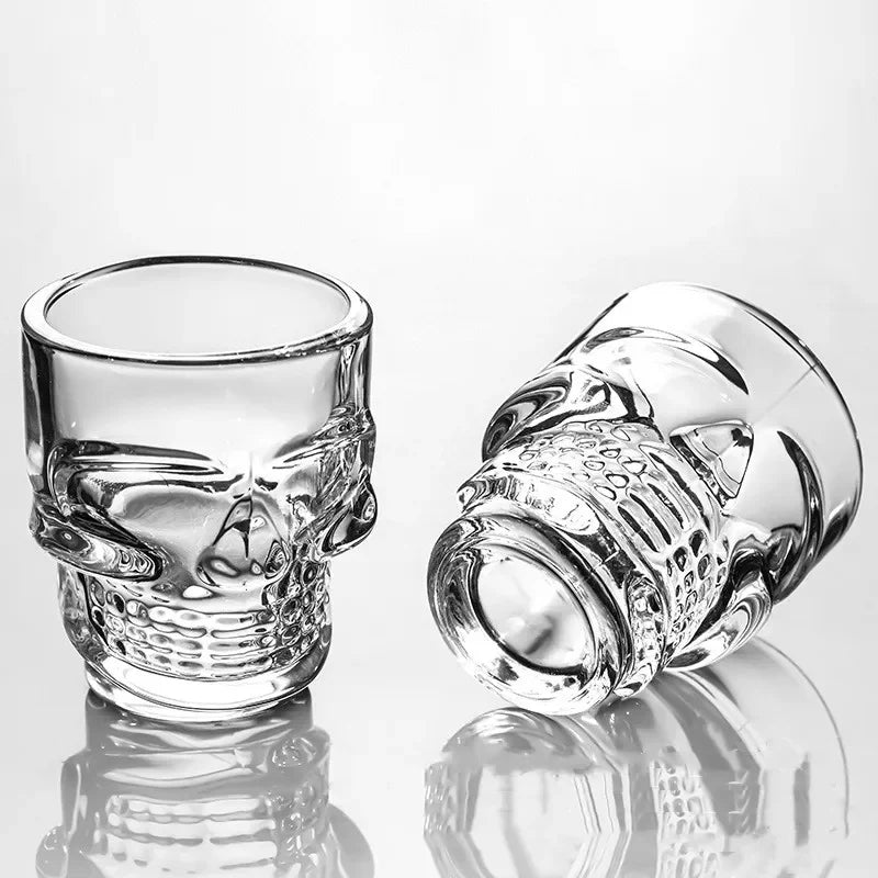 1/2Pcs Skull Head Shot Glass Cup Creative Clear Crystal Wine Cup Liquor Whiskey Vodka Beer Steins for Party Bar Halloween Gifts