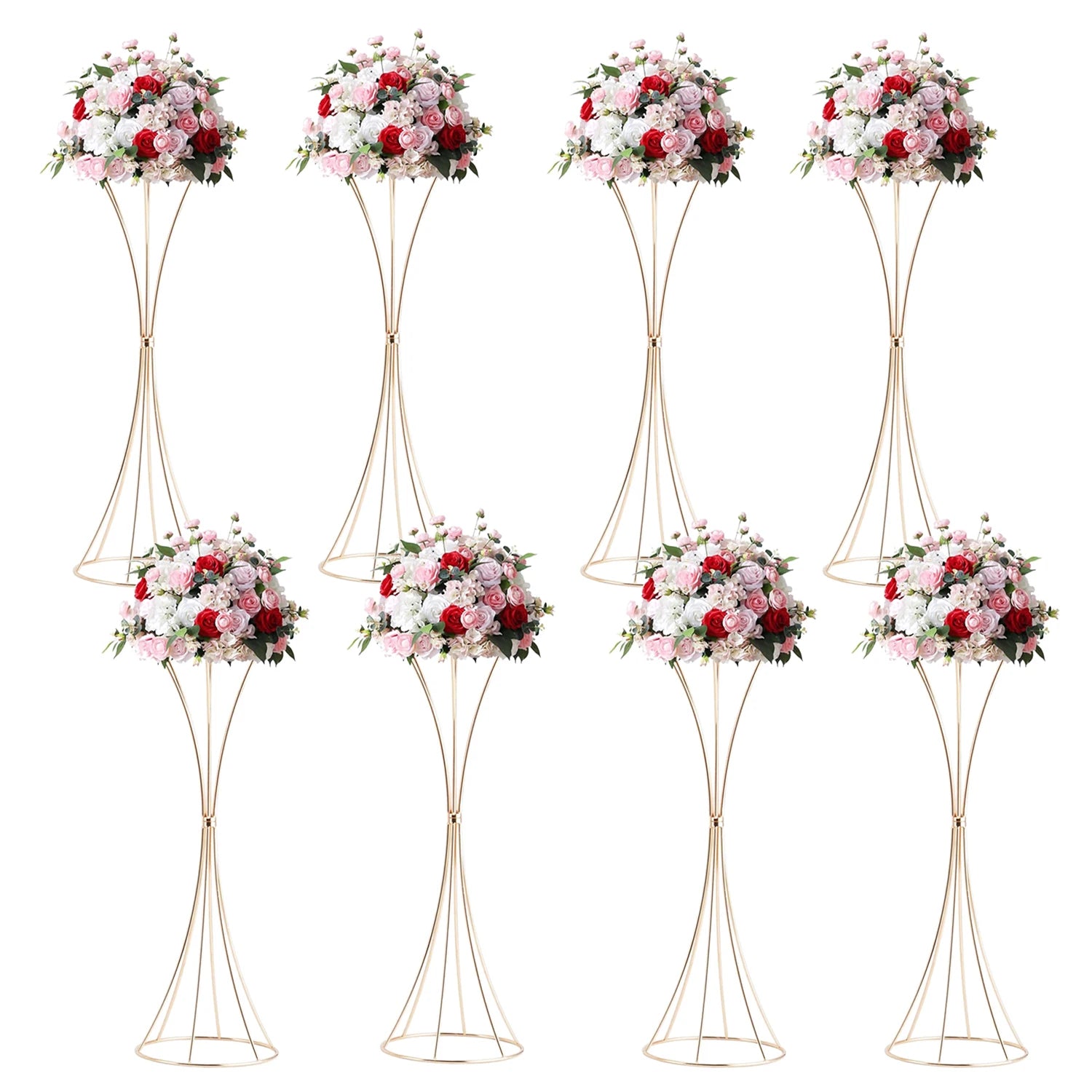 2-10Pcs Gold Vases 18inch Table Centerpieces Metal Trumpet Flower Stand Road Lead for Wedding Party Christmas Home Decoration