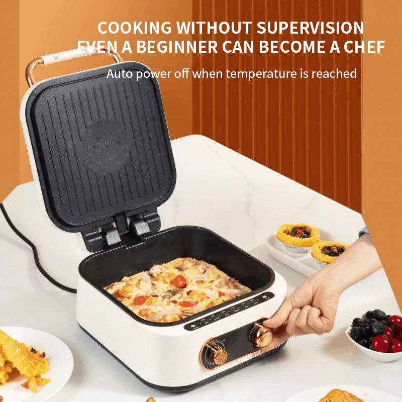 Household double-sided heating, timed multifunctional frying and baking machine, non stick pot, suspended heating