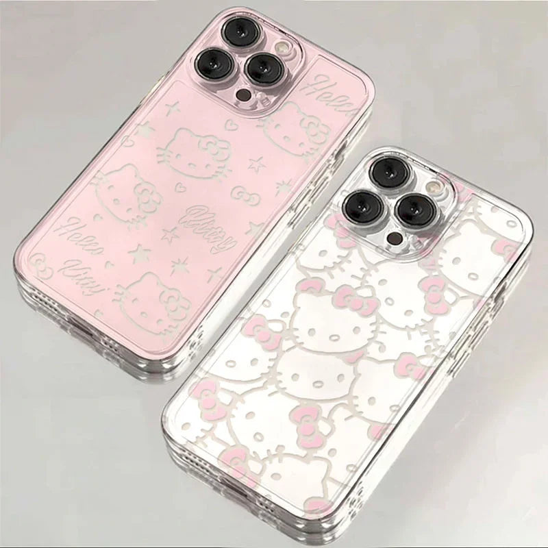 Cute Sanrio Biye's Hello Kitty Phone Case for IPhone 16 15 14 13 12 11 Pro Max 16E 7 8 14 Plus 13 Mini SE 2022 Cartoon Cover Y2K