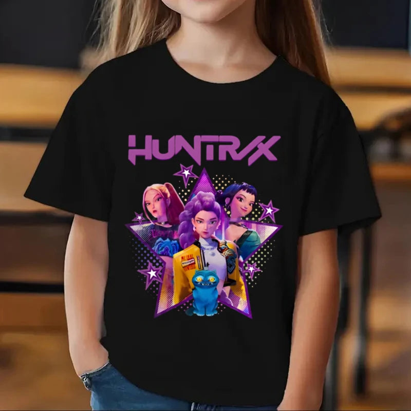 KPop Demon Hunters Kids T-shirt Baby Girls Clothes Fashion Casual Tops 2025 Movie Cotton T Shirt Fans Gift Children's Clothing