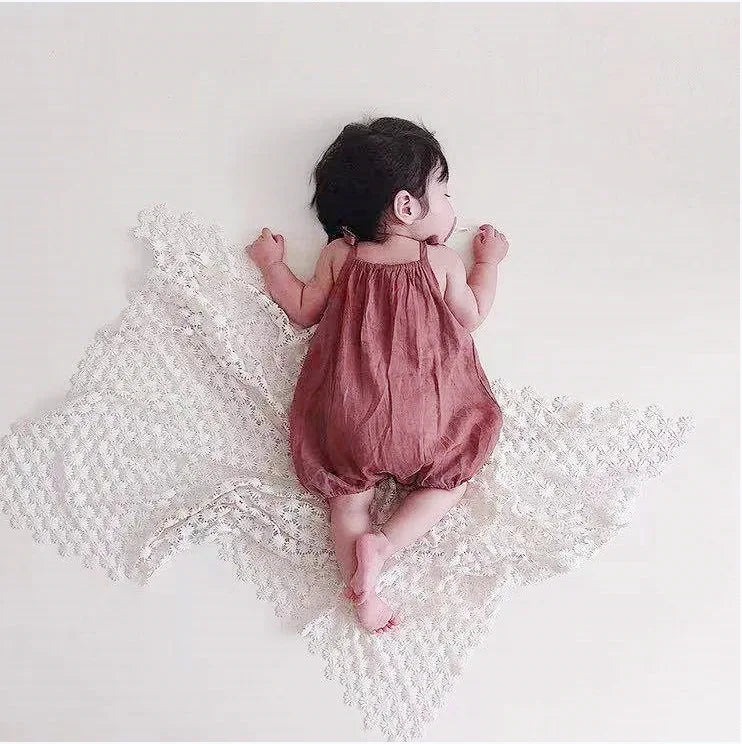 2025 Summer New Baby Girl Sleeveless Sling Jumpsuit Solid Cute Toddler Princess Overalls Cotton Infant Girl Romper Baby Clothes