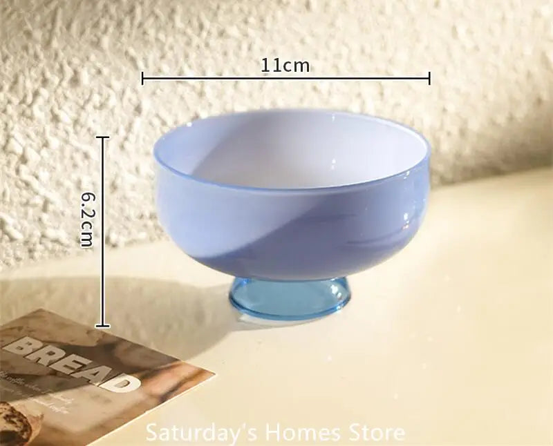 Round Bowl Goblet Dessert Glass Mug S-shaped Cup Stem Ice Cream Bowl Cup Milkshake Dessert Cup Colored Borosilicate Glass