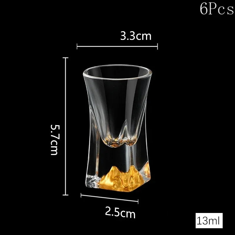 6Pcs Crystal Vodka Shot Glass 0.5oz Mini Size Gold Leaf Wine Glasses Spirits Japanese Sake Korean Soju Brandy Shot Cup