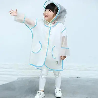 Kids Raincoat Waterproof Rain Poncho, Clear Transparent Children's Kindergarten School Student Rainsuit Protective Poncho Covers