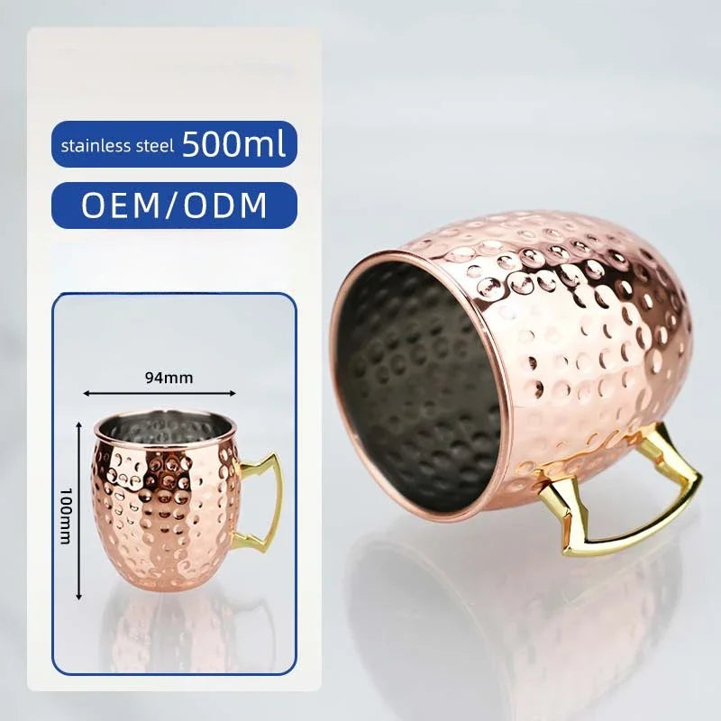 New Mule Cup Bar Household 304 Stainless Steel Metal Mark Moscow Hammer Point Red Wine Glass Julie Pu Copper Cocktail Glass