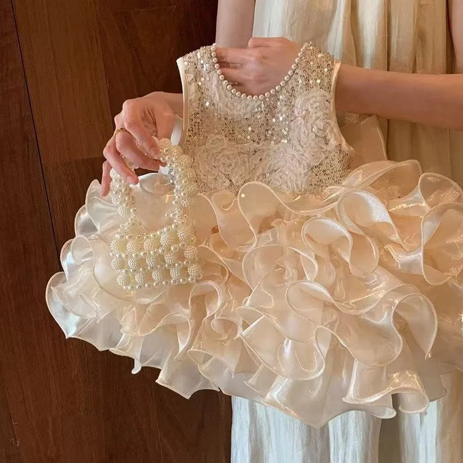 Kids Girls' Summer Dress Princess Dress 2025 New Style Children's Western-style Vest Dress Baby One Year Old Dress 80-140CM