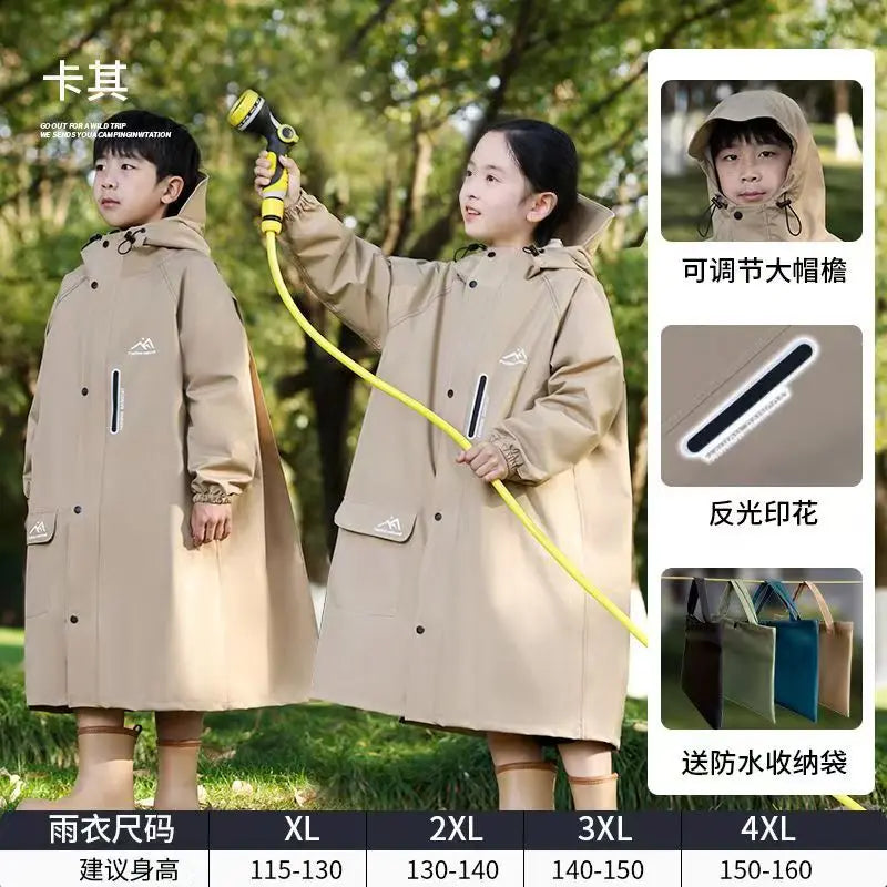 2025 New Children Waterproof Raincoat For Outdoor Camping Tour Long With Schoolbag Poncho For Primary Secondary School Students