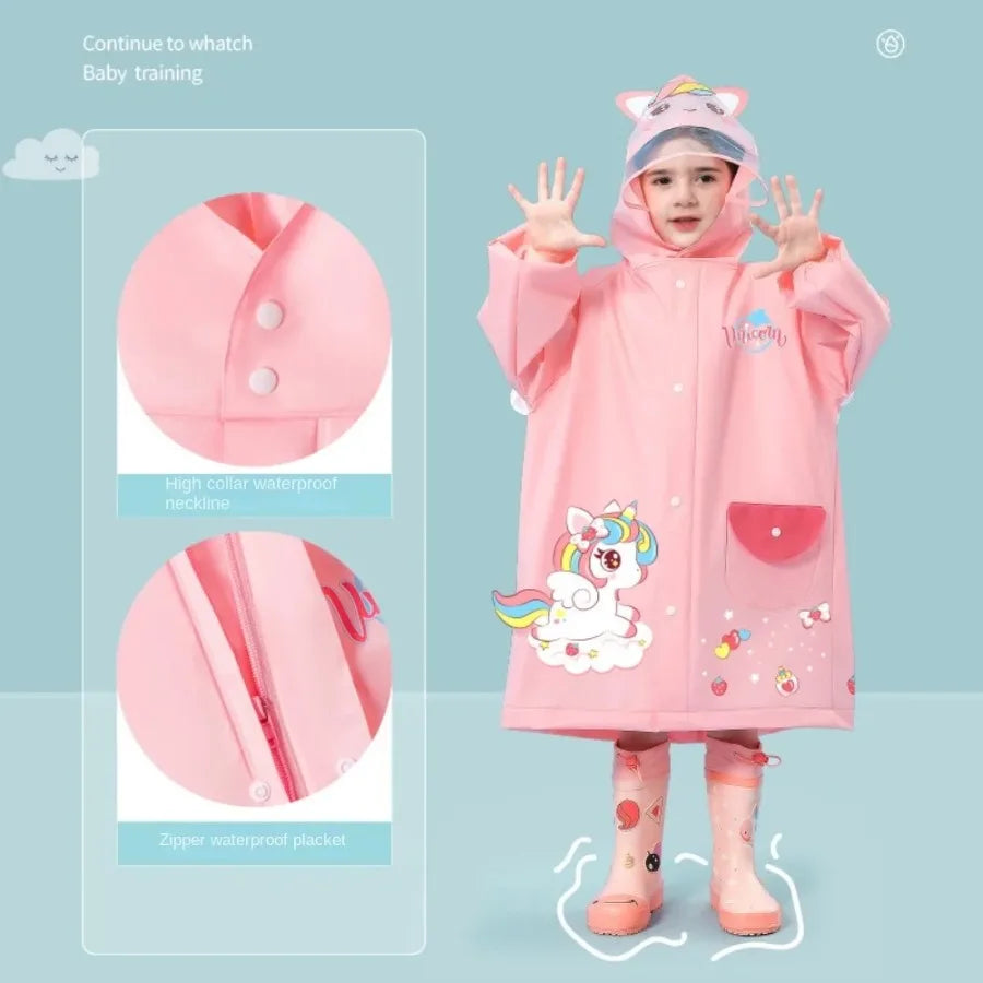 1PC Children's Raincoat - for Girls &amp; Boys, Suitable for Kindergarten, Preschool &amp; Elementary School, with Backpack Space