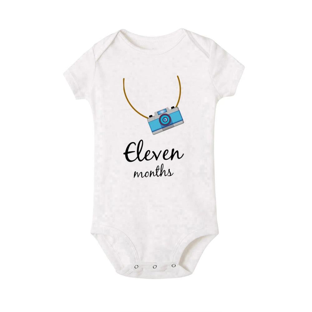 Baby Grow Monthly Milestone Baby Bodysuit 1-12 Month Newborn Romper Photography Prop Outfit Toddler Clothes Infant Shower Gift