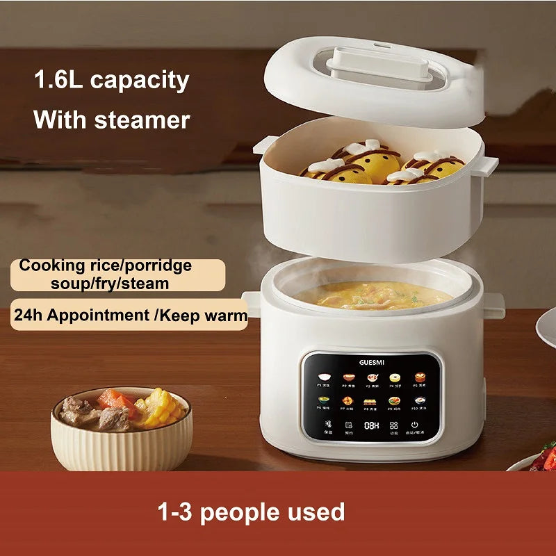 220V Smart Electric Cooking Pot Reservation Rice Cooker Non-stick Electric Frying Pan Dormitory Multi-function Pot Hot Pot 1.6L