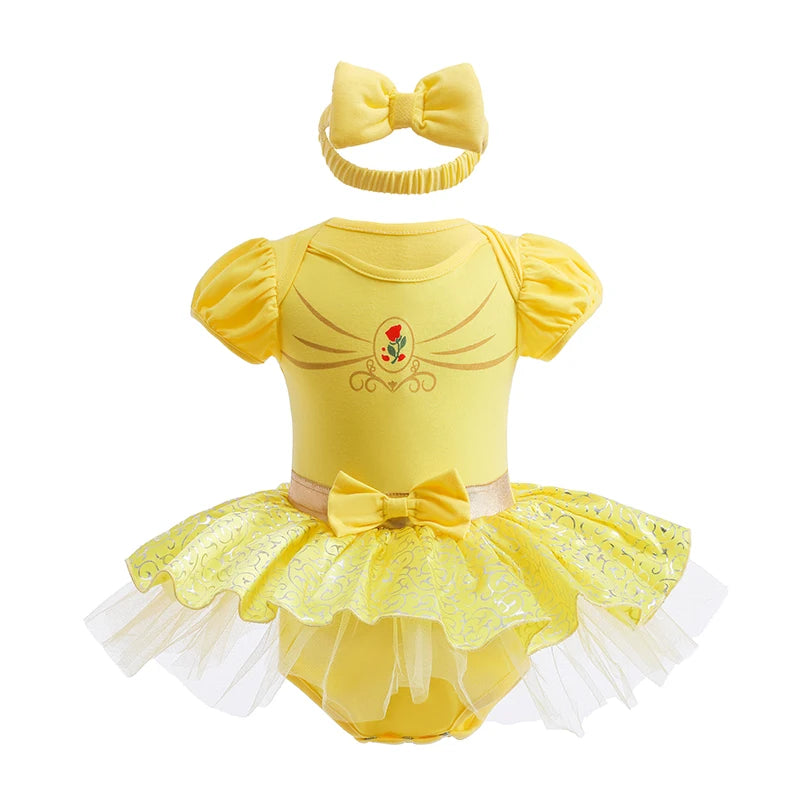 Baby Romper TUTU Dress With Headband Infant Baby Princess Girl Clothes Size 3-18M Cute Design Baby Dress Party Costumes