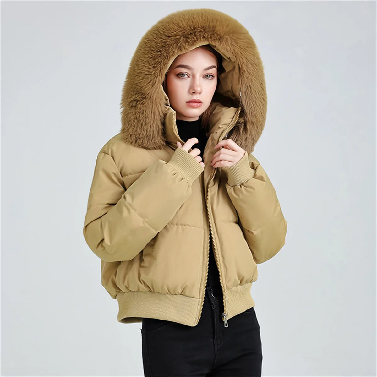 Fashion Autumn Winter Vintage Coat Women 2025 New In Korean Zipper Hooded Parka Coats Lady Outfit Warm Jacket Chic Streetwear