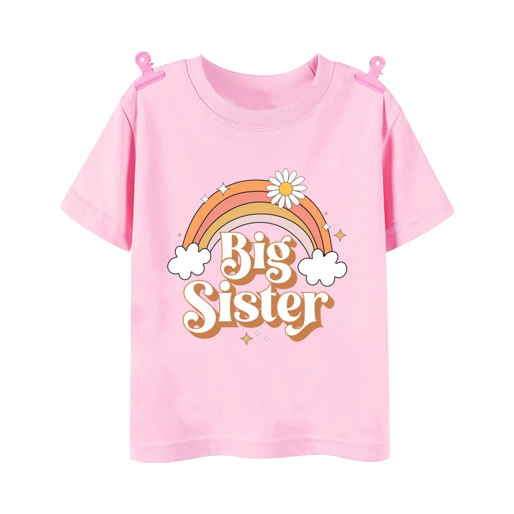 Promoted To Big Sister Printed Baby Announcement Shirt Kids T-Shirt Children Short Sleeve Tops Girls Tee Shirts Summer Clothes