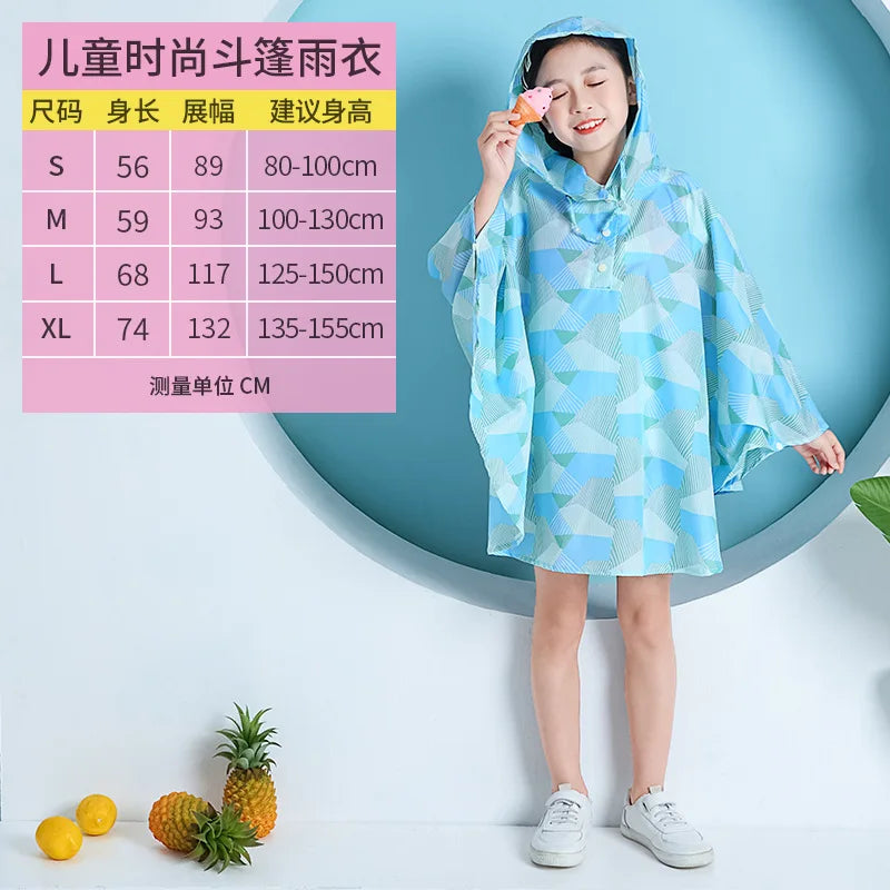 Fashion Endorsement Bag Children's Large Cape Raincoat Student Baby Water Jacket Outdoor Rainproof Poncho Thin