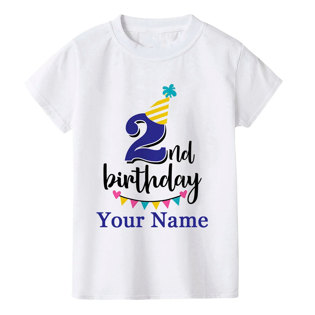 Boy Birthday Number Name Cartoon T Shirt Number 1 2 3 4 5 6 7 8 9 Graphic Kids Clothes Children Birthday T-shirts Funny Gift