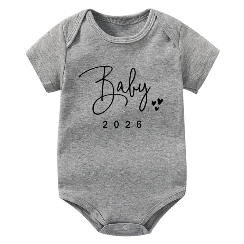 Coming Soon 2026 Baby Announcement Clothes Cotton Newborn Baby Bodysuits Summer Boys Girls Romper Body Pregnancy Reveal Clothes