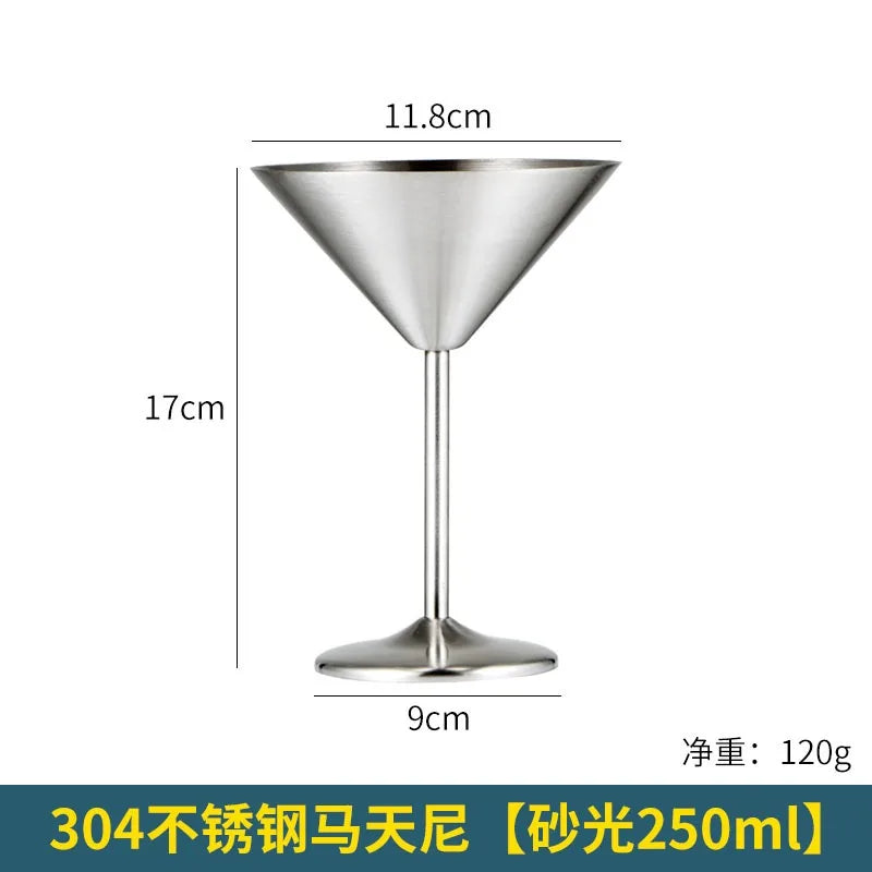 304 Stainless Steel Martini Cocktail Glass Champagne Goblet Wine Cup Rose Gold Karaoke Bar Metal Utensils Personalized Design