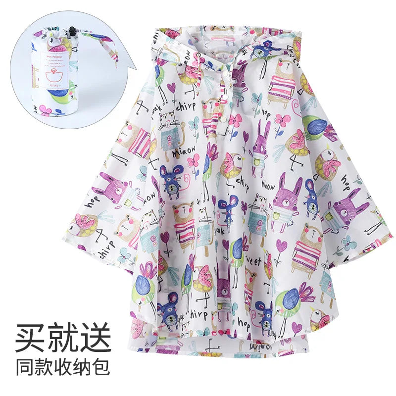Fashion Endorsement Bag Children's Large Cape Raincoat Student Baby Water Jacket Outdoor Rainproof Poncho Thin