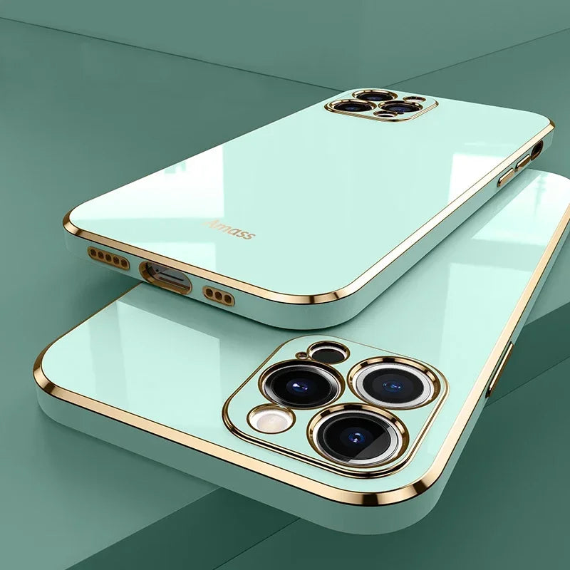 Luxury Plating Soft Silicone Case For iPhone 15 14 11 12 13 Pro Max Mini Plus Antiskid Fashion Protect Shockproof Cover Cases