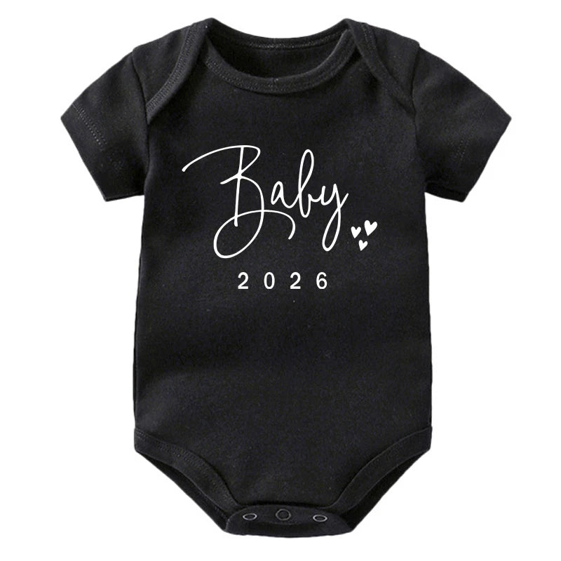 Coming Soon 2026 Baby Announcement Clothes Cotton Newborn Baby Bodysuits Summer Boys Girls Romper Body Pregnancy Reveal Clothes