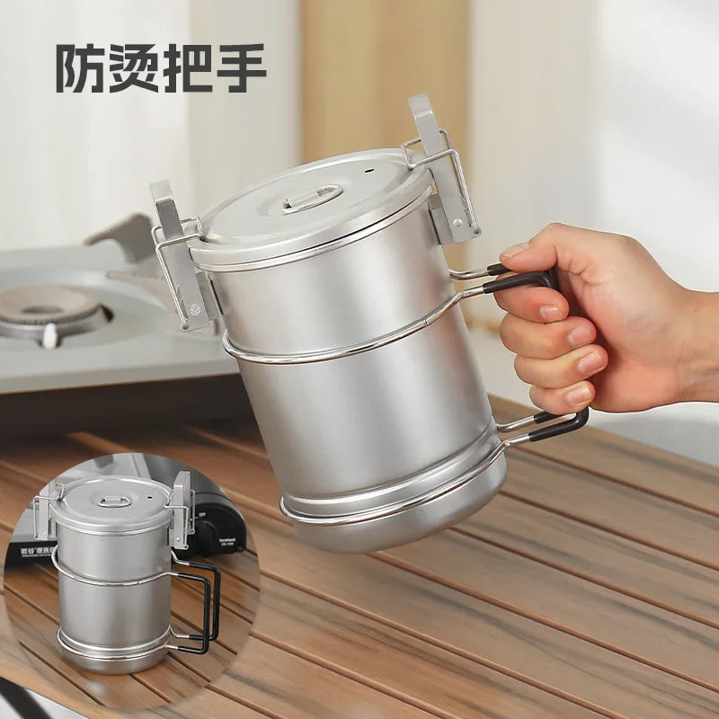 Outdoor Pure Titanium Cooking Stew Pot Camping and Picnic Supplies Rice Stew Soup Set Pot Utensils Rice Cooker