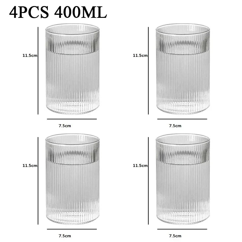 1/2/4/6pcs Vertical Pattern Cup Creative Japanese Glass Wine Juice Drink Coffee Handmade Clear Drinkware Shot Glasses Whiskey