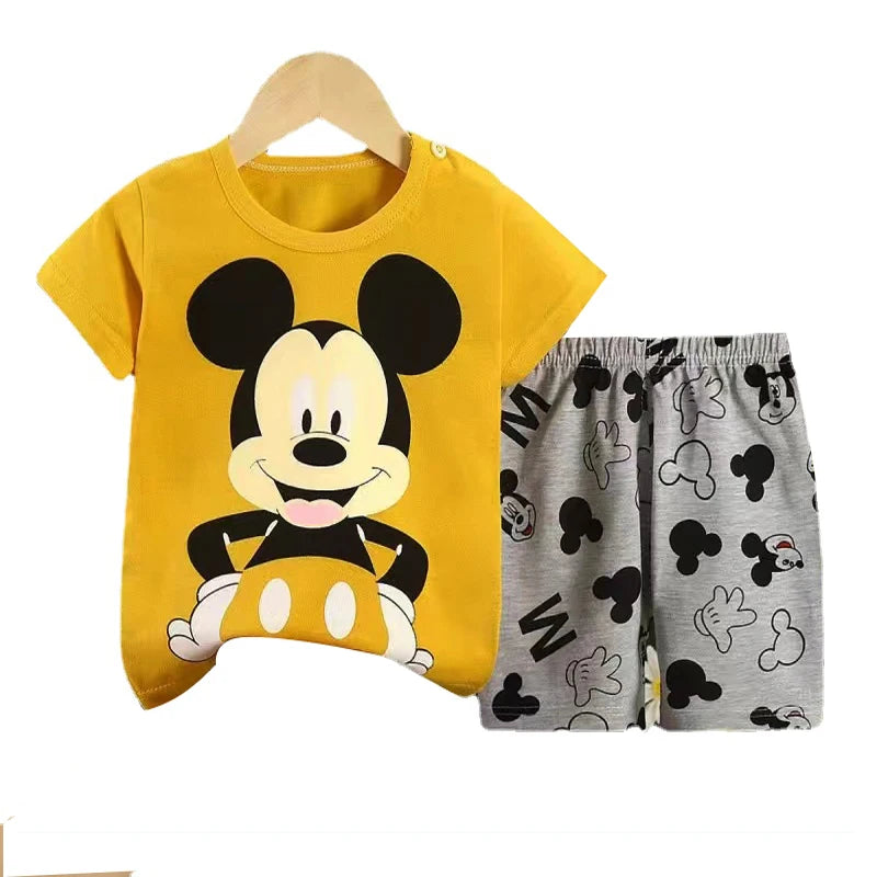 2024 Summer Boys Girls Clothes Set T-shirt+pants 2pcs Children's Clothing Fashion Pink Baby OutSet Newborn Baby Suit