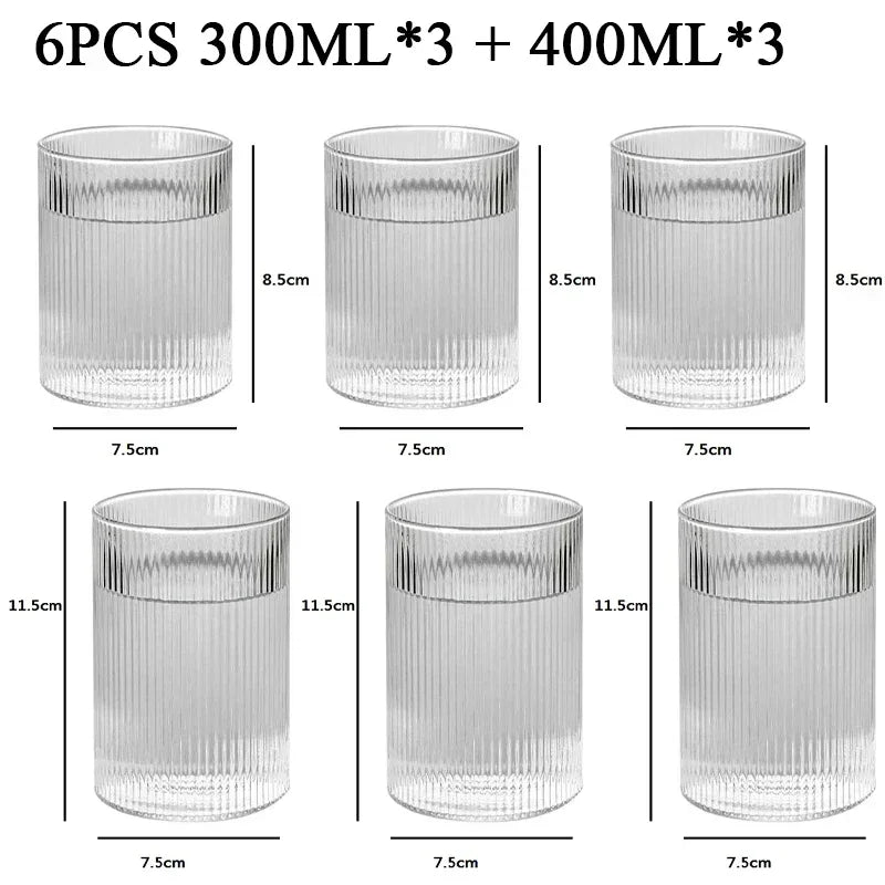 1/2/4/6pcs Vertical Pattern Cup Creative Japanese Glass Wine Juice Drink Coffee Handmade Clear Drinkware Shot Glasses Whiskey