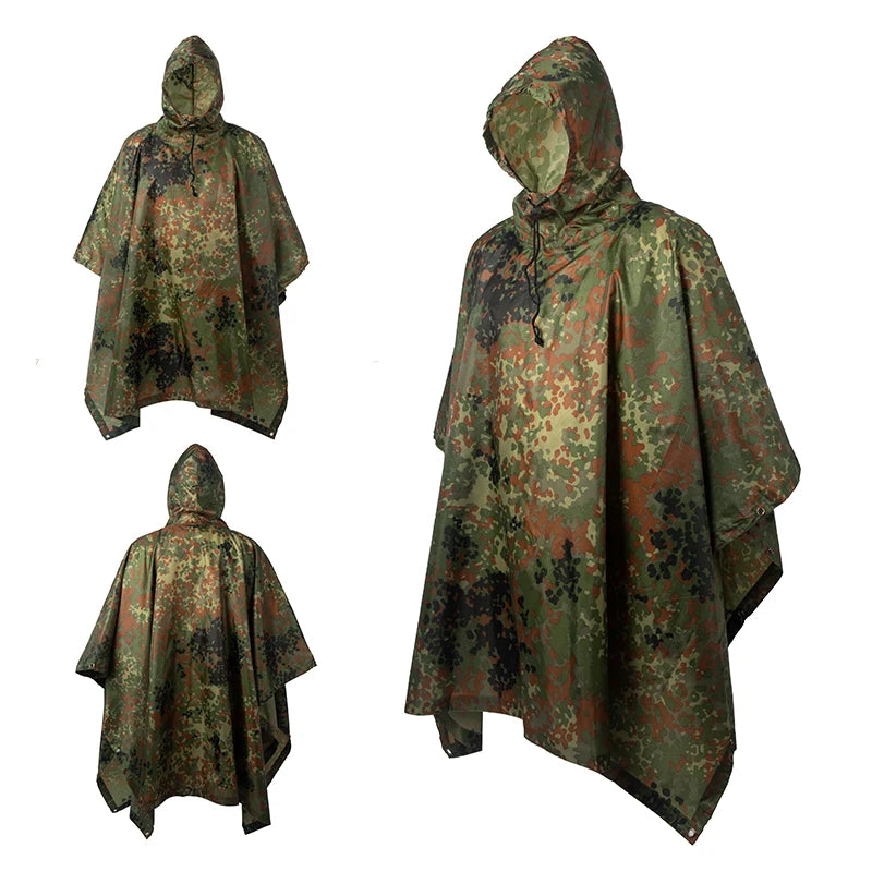 Men's Military Waterproof Zipper Camo Raincoat, Waterproof Rain Coat, Men's Raincoat, Women's Raincoat, Awning, Motorcycle Rain Poncho