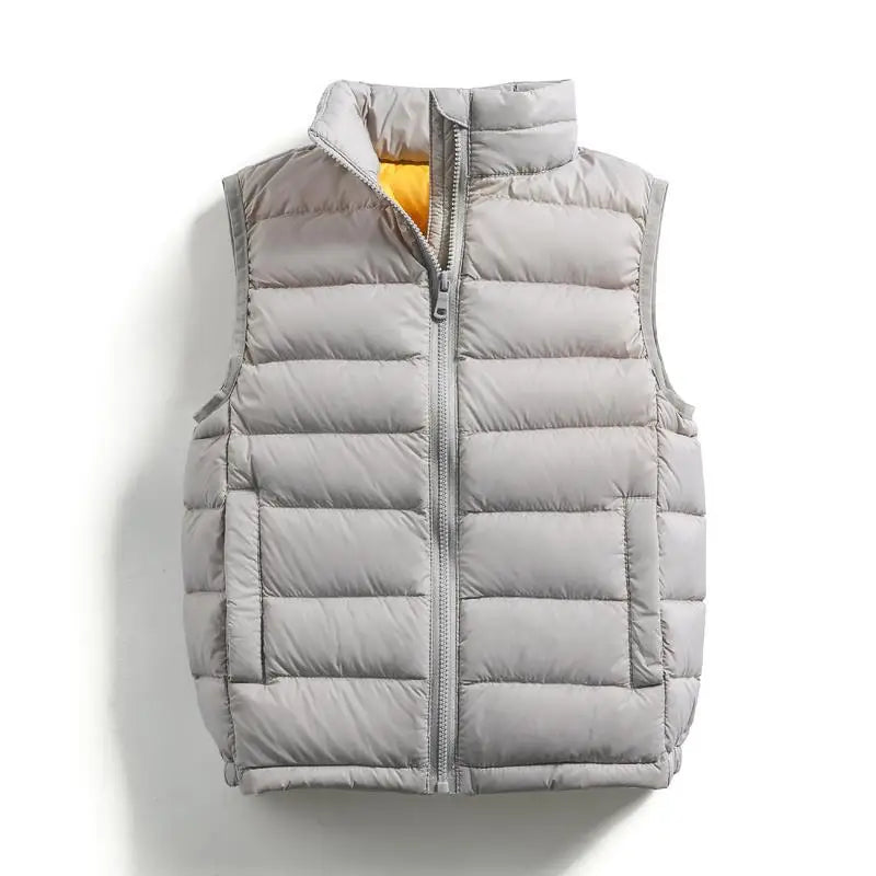 2-14 Years Children Ultra Light 90% White Duck Down Vests 2023 Fall Winter Baby Girls Thin Warm Waistcoats for Boys Kids 