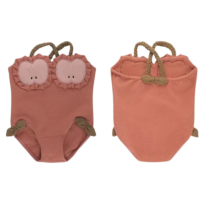 Ins Style Straps One Piece Swimsuit for Baby Infant Toddler Girls 1-5Y Child Lemon Apple Watermelon Style Beachwear Quick Dry