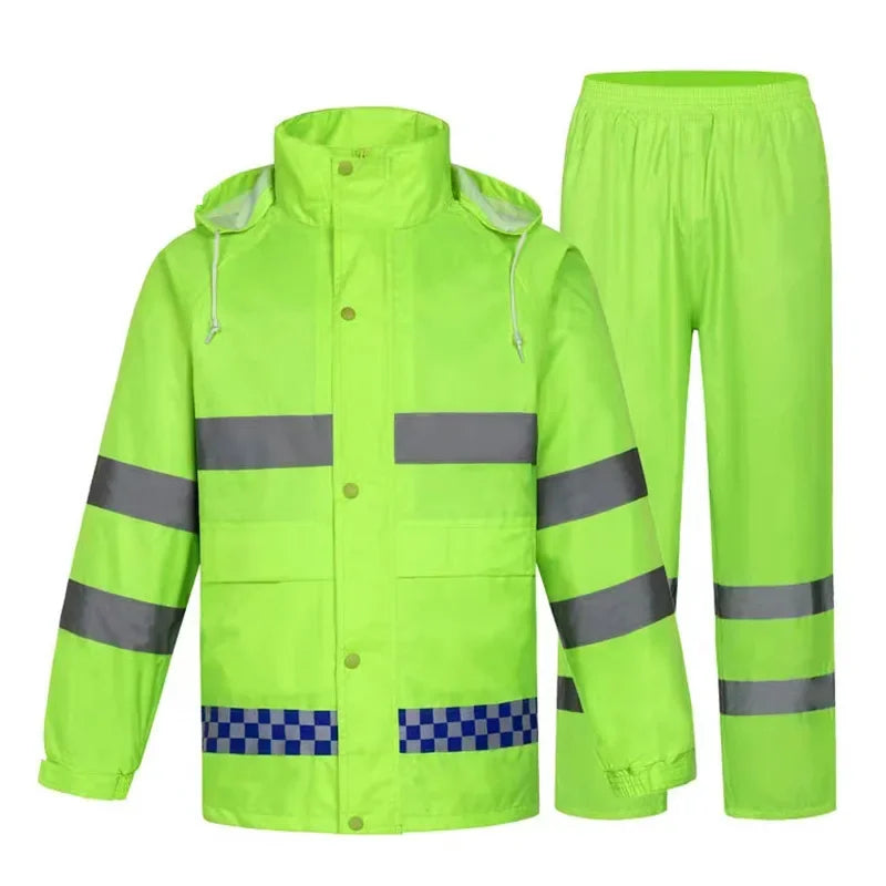 Raincoat and Rain Pants Suit for Men Thickened Full-body Rainproof Clothing for Traffic Duty Sanitation Workers