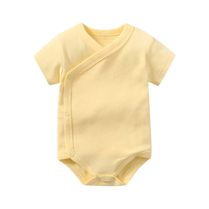 Infant Outfits 0-3 Months Onesies Newborn Baby Cotton Bodysuit for Boy Girl Solid Color Slant Open Button Bodysuit Bebe Clothes