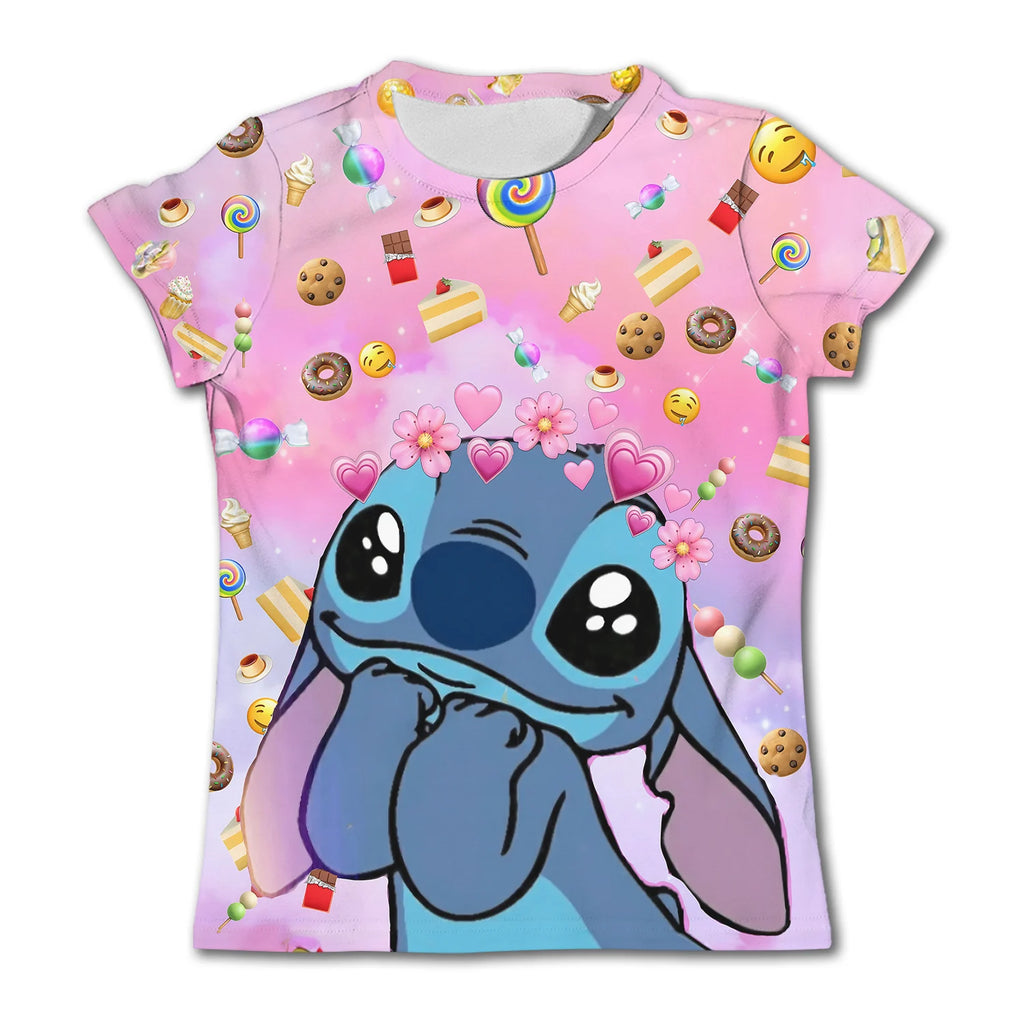 Birthday T Shirts for Kids Cartoon Girls Stitch Clothes Boys Baby T-shirt Girl Soft Short Sleeve KID Sportswear Child Top Tees