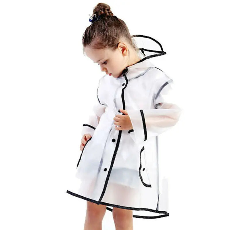 Kids Raincoat Waterproof Rain Poncho, Clear Transparent Children's Kindergarten School Student Rainsuit Protective Poncho Covers
