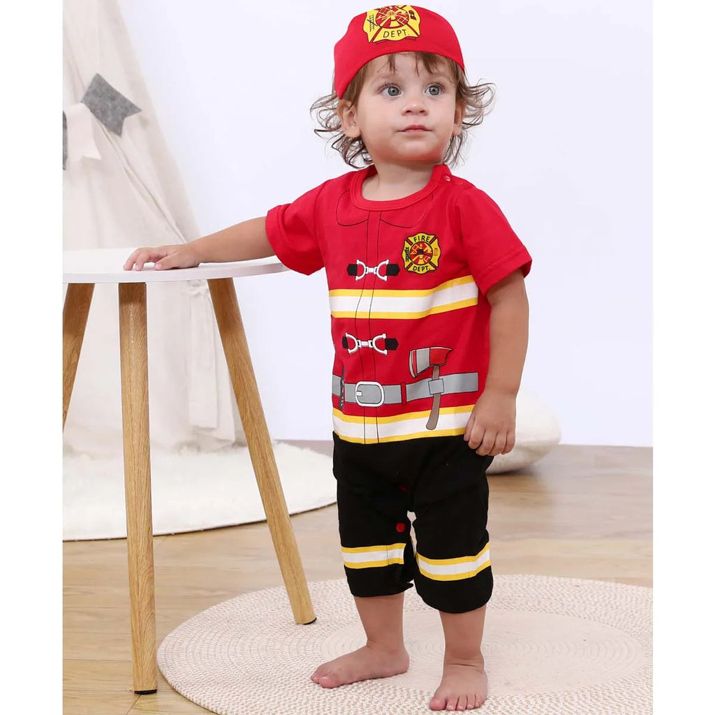 Baby Romper Fireman Cosplay Costume Boys Girl Superhero Jumpsuit Outfits Infant Playsuit Toddler Carnival Party Newborn Clothing