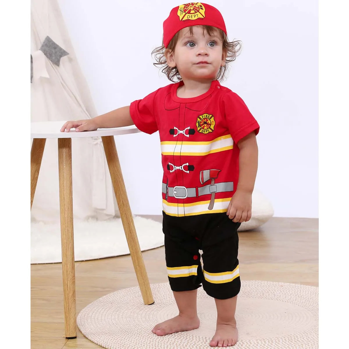 Baby Romper Fireman Cosplay Costume Boys Girl Superhero Jumpsuit Outfits Infant Playsuit Toddler Carnival Party Newborn Clothing