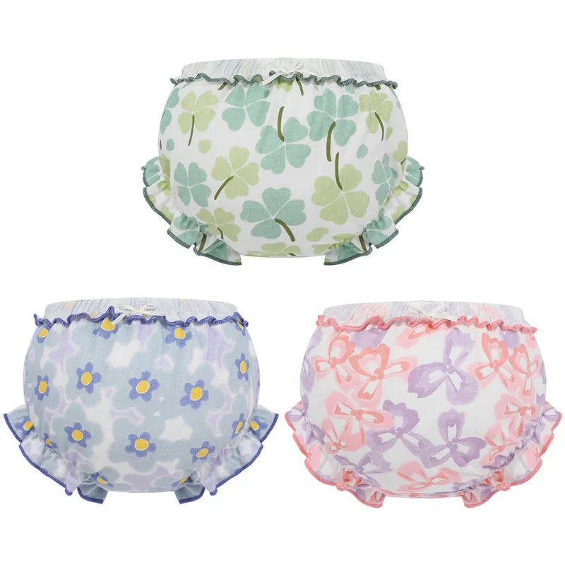 3 Piece/Lot 100%Cotton Baby Girl Panties Kids Infant Newborn Bow Underpants Wear Outside Fashion Shorts For Children Soft Briefs