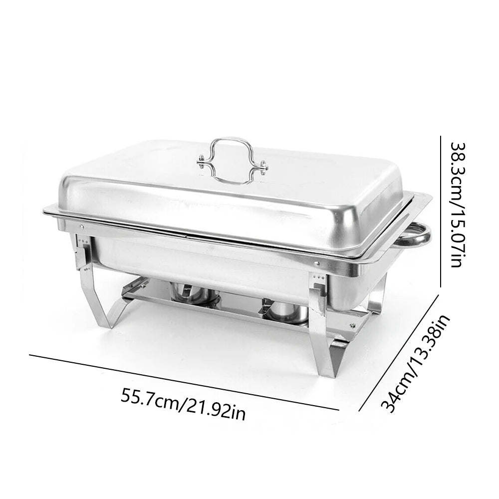 7.5L Chafing Dish Buffet Set, Dual Compartment Dining Stove, Stainless Steel Chafer, Catering Server, Food Warmer Container with Lid