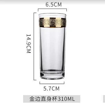 Phnom Penh Silver Edge European Glass Brandy Champagne Tall Foreign Crystal Red Wine Dining Table Household Water Glass