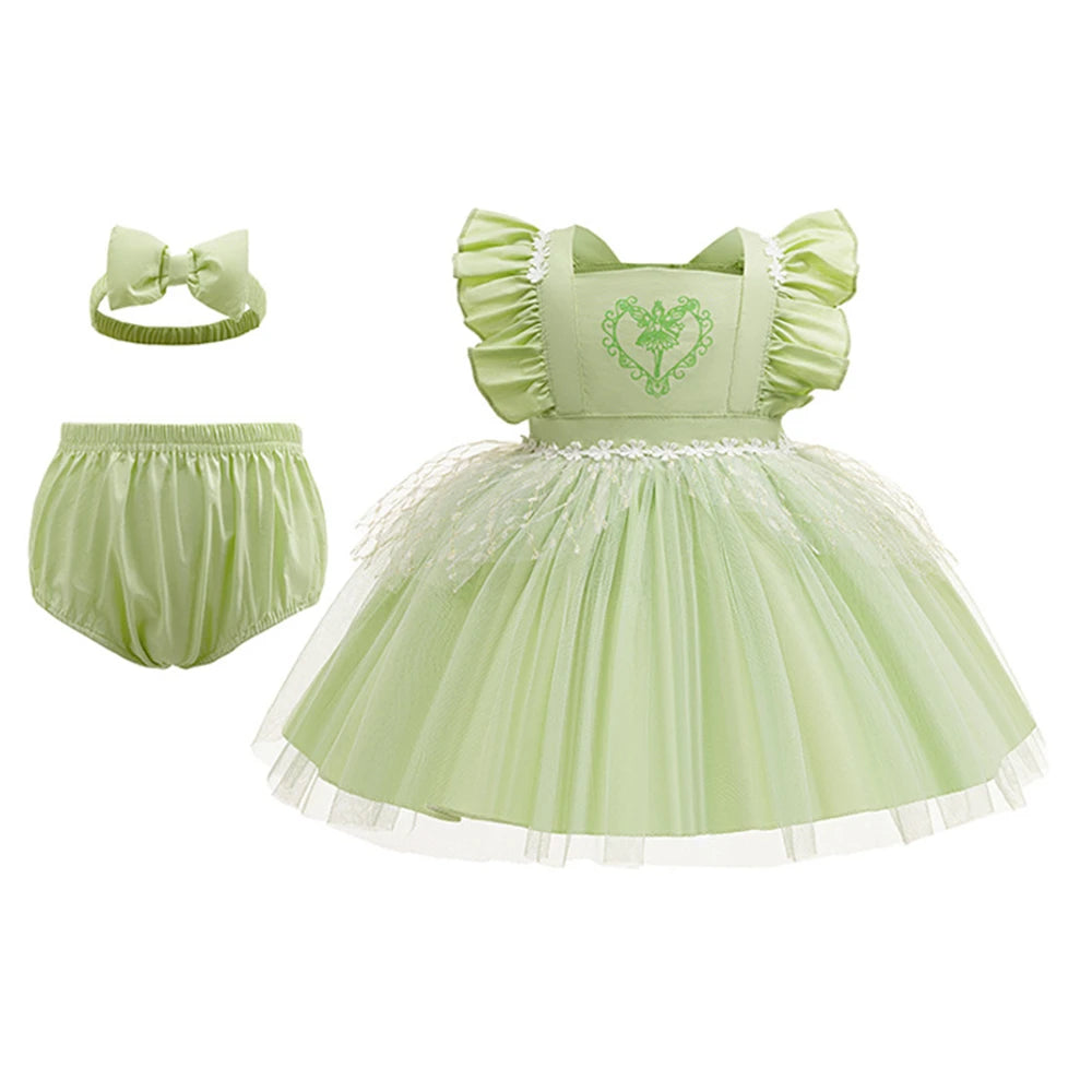 Boutique 3PCS Baby Girls Princess Dress Shorts Bow Headwear 1st 2nd Birthday Party Infant Clothing Set Halloween Alice Costume