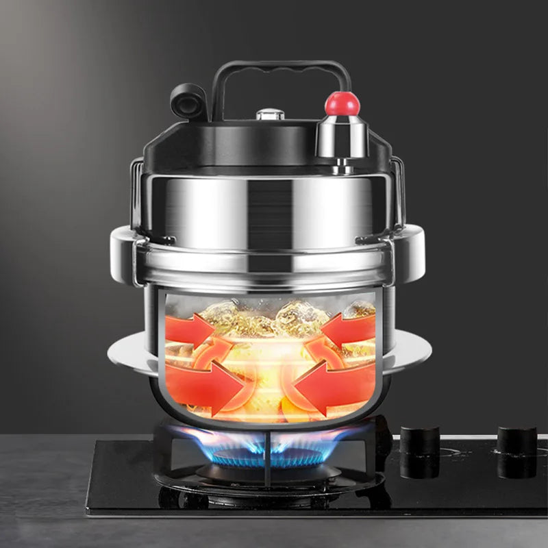 Outdoor Camping Mini Pressure Pot 0.8L-1.6L Stainless Steel Upgraded Household Gas Induction Cooker Cooking Pressure Pot